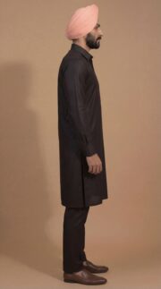 Classic Midnight Black Kurta Pajama Set - Image 2